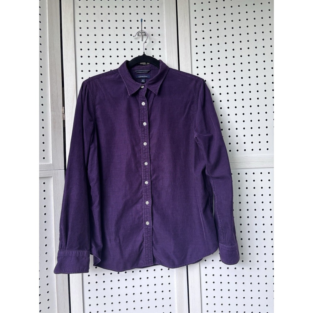 Lands End Women's M 10-12‎ Corduroy Long SLV Shirt Button Down Purple